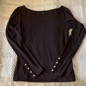 Anne Taylor dark brown boatneck jersey knit long sleeve top